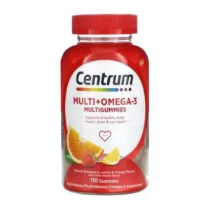 Centrum Dual Action Multi + Omega-3 Multigummies - Strawberry Lemon & Orange Flavors 110 gummy